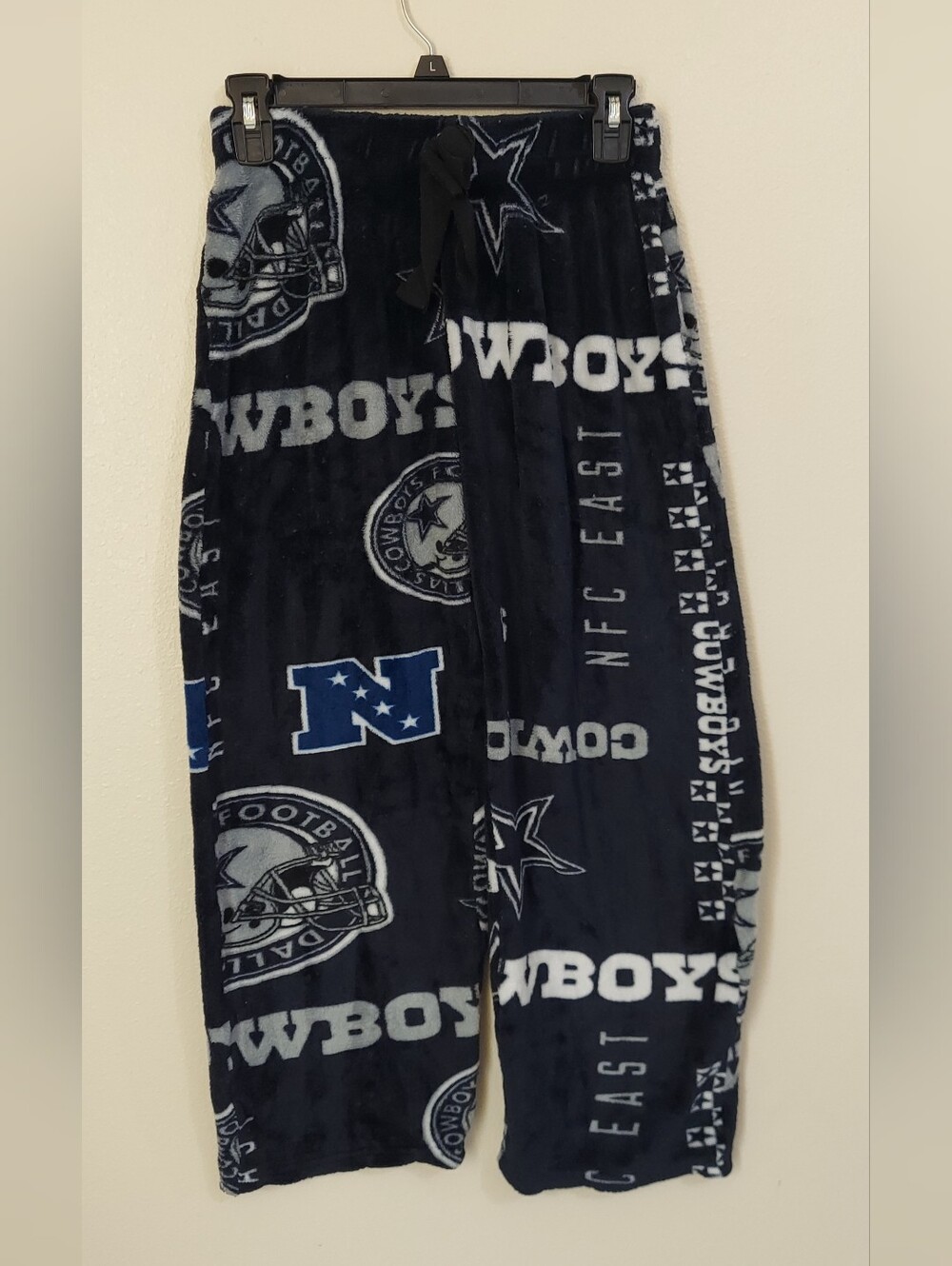 NFL Dallas Cowboys Black & White Logo Plush Pajama Pants